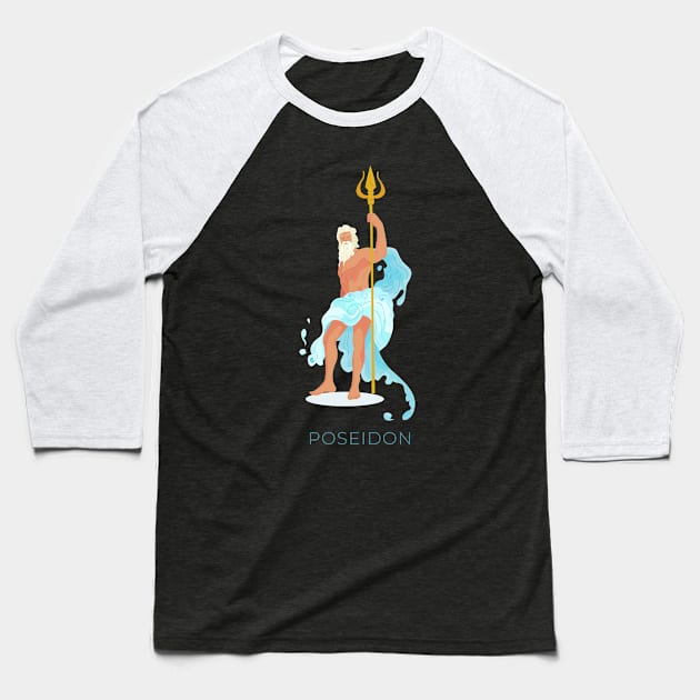 Poseidon Greek Mythology Baseball T-Shirt by MimicGaming